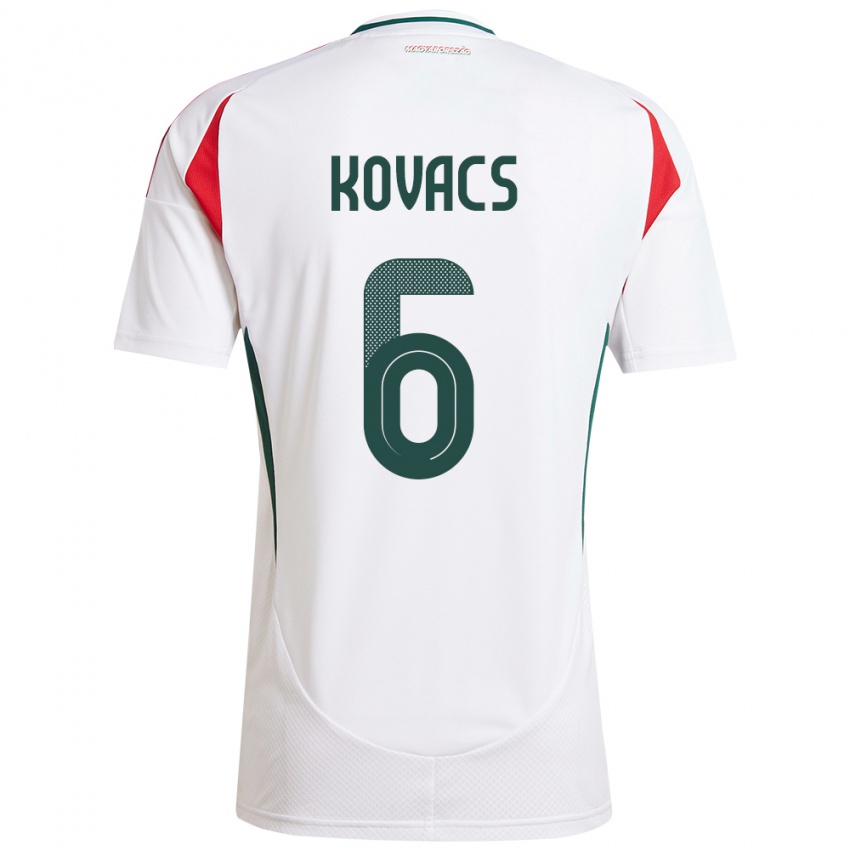 Niño Camiseta Hungría Noel Kovács #6 Blanco 2ª Equipación 24-26 La Camisa