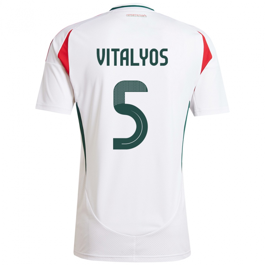 Niño Camiseta Hungría Viktor Vitályos #5 Blanco 2ª Equipación 24-26 La Camisa