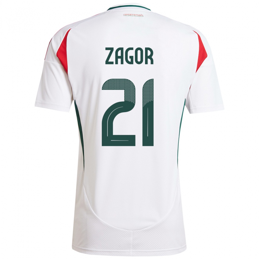 Niño Camiseta Hungría Bernadett Zágor #21 Blanco 2ª Equipación 24-26 La Camisa