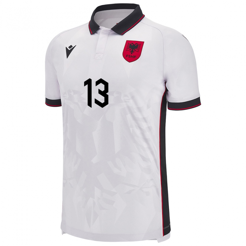 Niño Camiseta Albania Enea Mihaj #13 Blanco 2ª Equipación 24-26 La Camisa