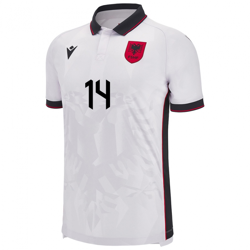 Niño Camiseta Albania Agan Mjaki #14 Blanco 2ª Equipación 24-26 La Camisa