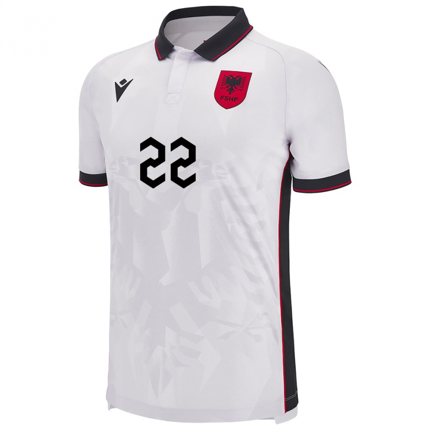 Niño Camiseta Albania Mikaela Metalla #22 Blanco 2ª Equipación 24-26 La Camisa