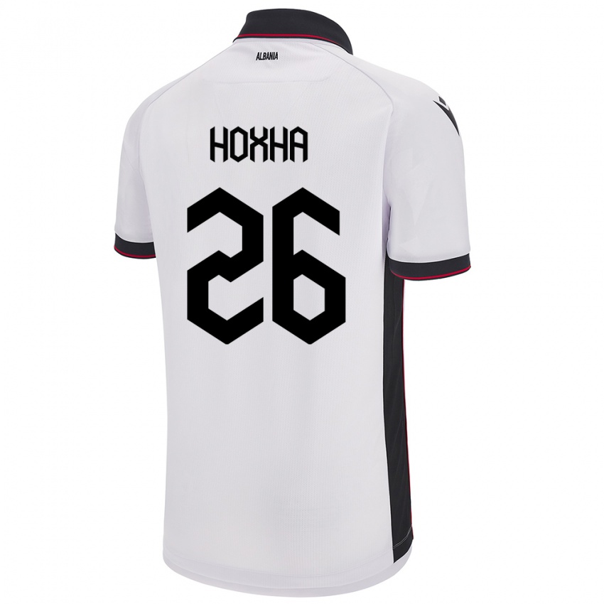 Niño Camiseta Albania Arbër Hoxha #26 Blanco 2ª Equipación 24-26 La Camisa