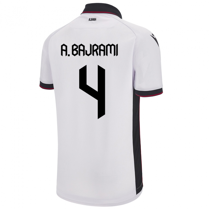 Niño Camiseta Albania Adrian Bajrami #4 Blanco 2ª Equipación 24-26 La Camisa