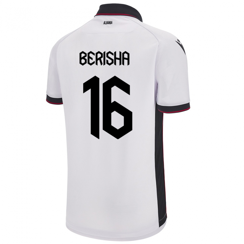 Niño Camiseta Albania Medon Berisha #16 Blanco 2ª Equipación 24-26 La Camisa