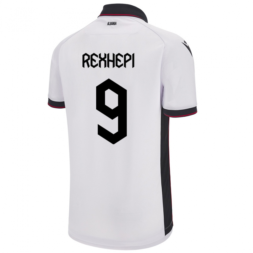 Niño Camiseta Albania Arlind Rexhepi #9 Blanco 2ª Equipación 24-26 La Camisa