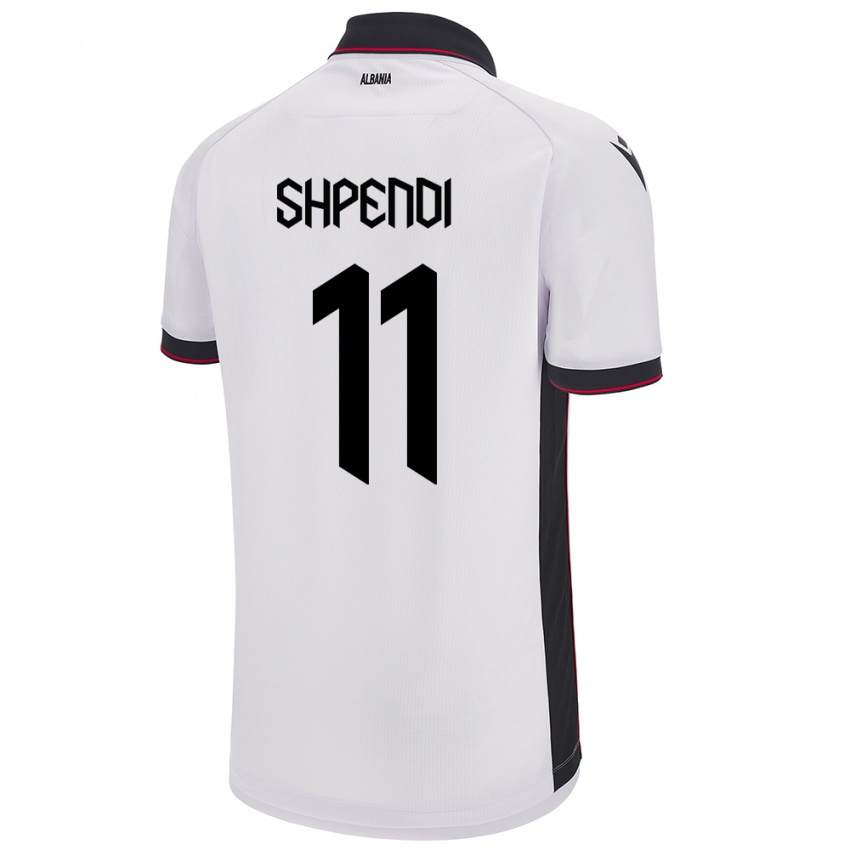 Niño Camiseta Albania Stiven Shpendi #11 Blanco 2ª Equipación 24-26 La Camisa