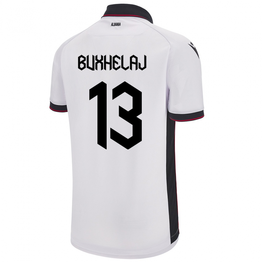 Niño Camiseta Albania Paulo Buxhelaj #13 Blanco 2ª Equipación 24-26 La Camisa