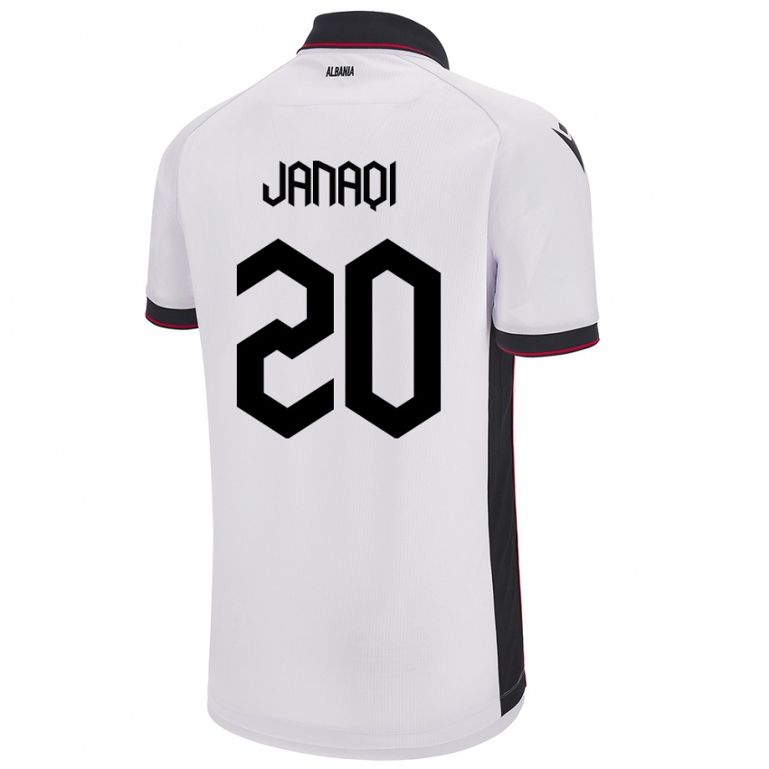 Niño Camiseta Albania Dejvid Janaqi #20 Blanco 2ª Equipación 24-26 La Camisa