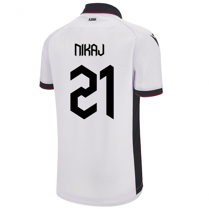 Niño Camiseta Albania Ardit Nikaj #21 Blanco 2ª Equipación 24-26 La Camisa