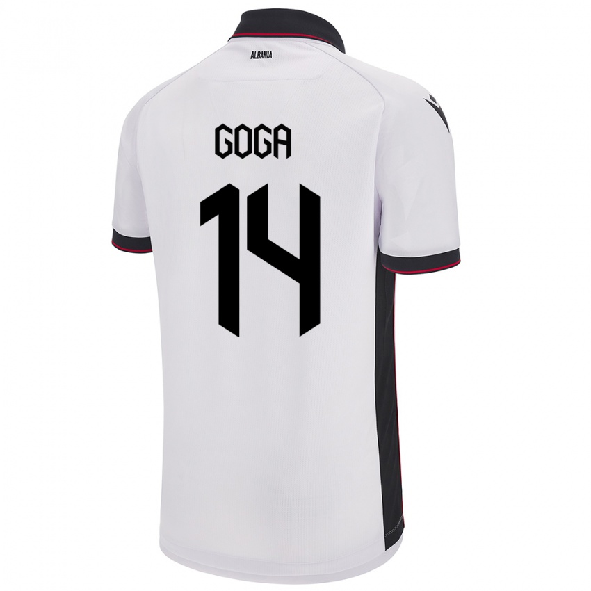 Niño Camiseta Albania Ergi Goga #14 Blanco 2ª Equipación 24-26 La Camisa