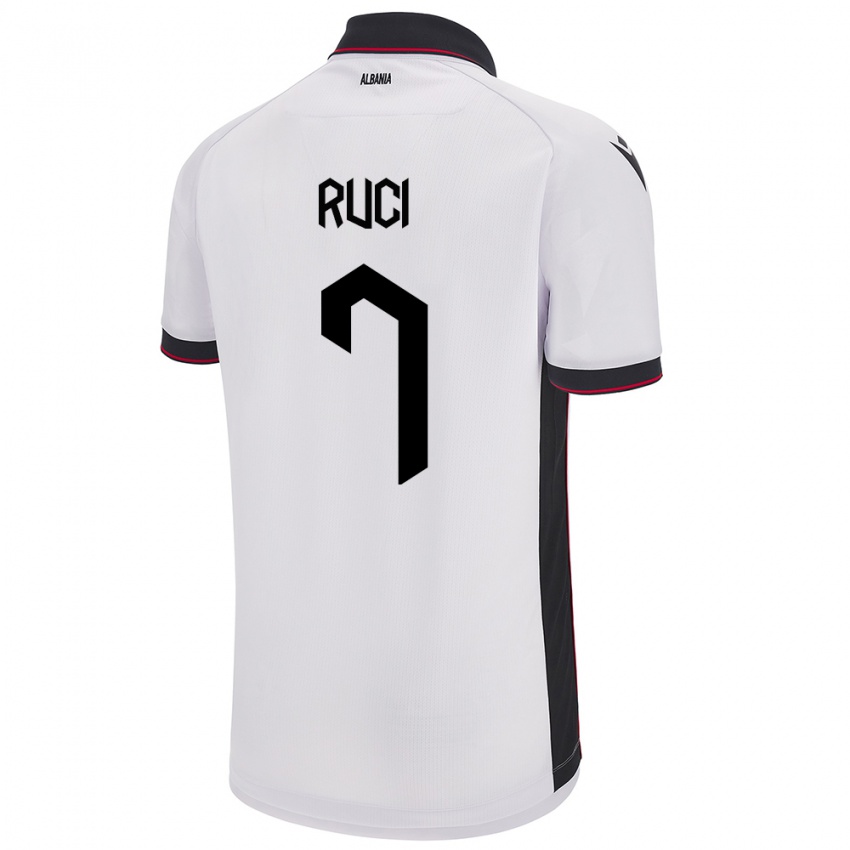 Niño Camiseta Albania Flamur Ruci #7 Blanco 2ª Equipación 24-26 La Camisa