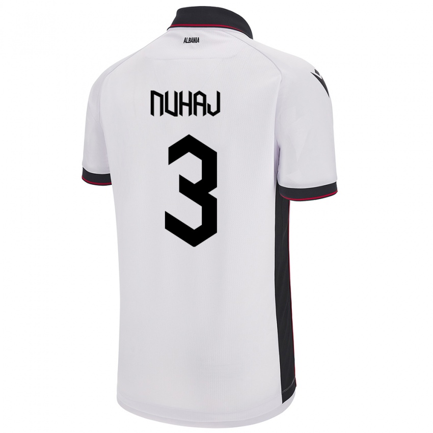 Niño Camiseta Albania Fabjano Nuhaj #3 Blanco 2ª Equipación 24-26 La Camisa