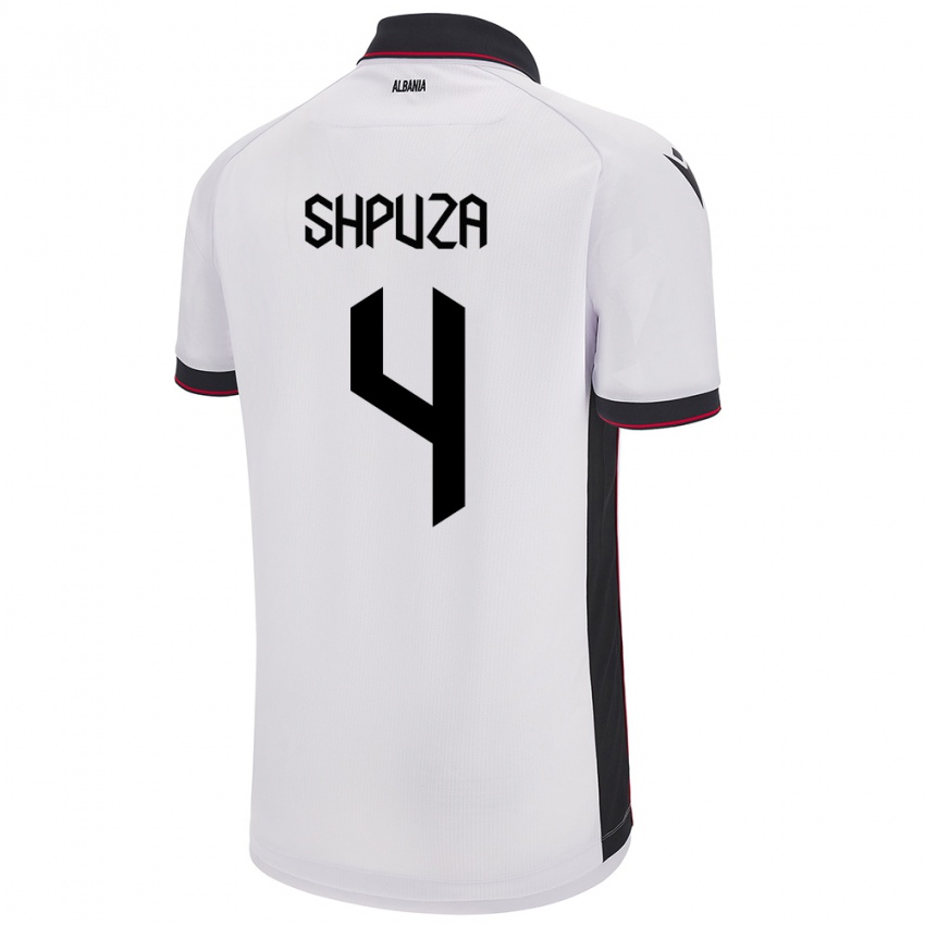 Niño Camiseta Albania Kleo Shpuza #4 Blanco 2ª Equipación 24-26 La Camisa