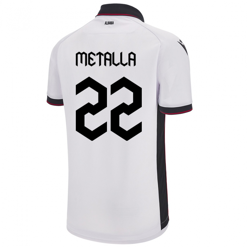 Niño Camiseta Albania Mikaela Metalla #22 Blanco 2ª Equipación 24-26 La Camisa