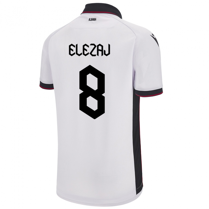 Niño Camiseta Albania Endrina Elezaj #8 Blanco 2ª Equipación 24-26 La Camisa