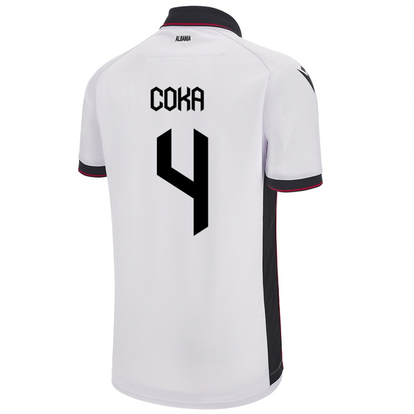 Niño Camiseta Albania Jehona Coka #4 Blanco 2ª Equipación 24-26 La Camisa