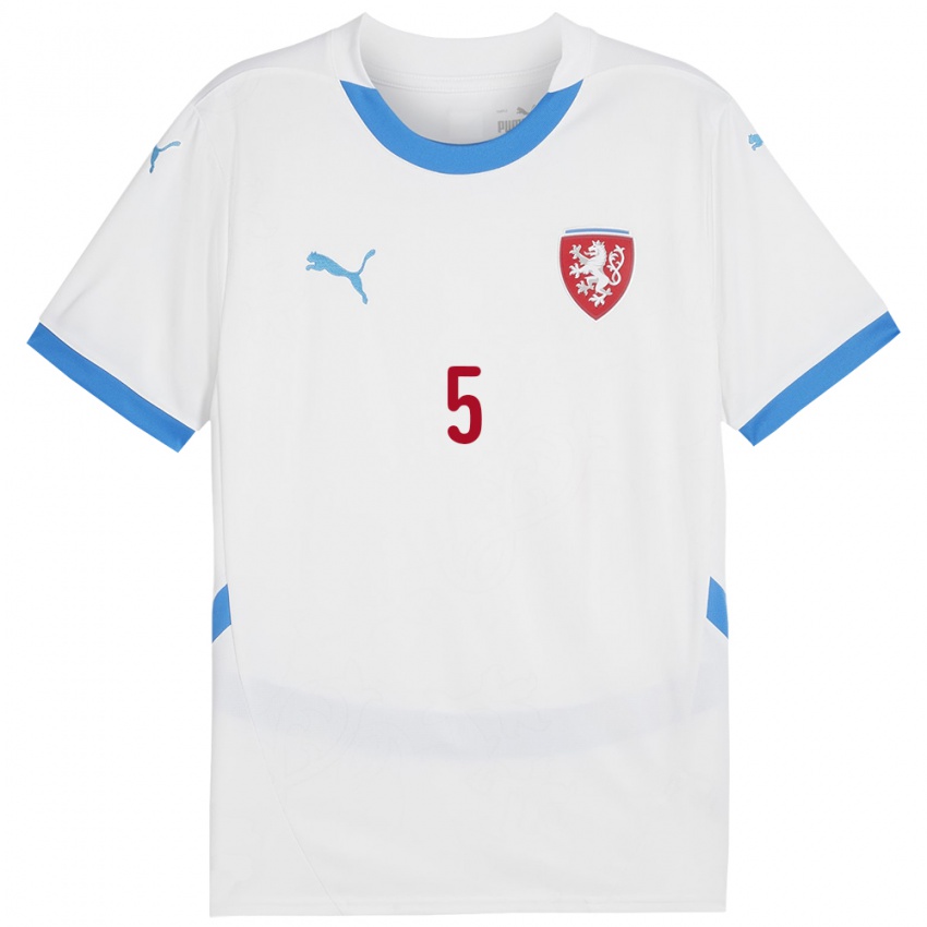 Niño Camiseta Chequia Gabriela Šlajsová #5 Blanco 2ª Equipación 24-26 La Camisa