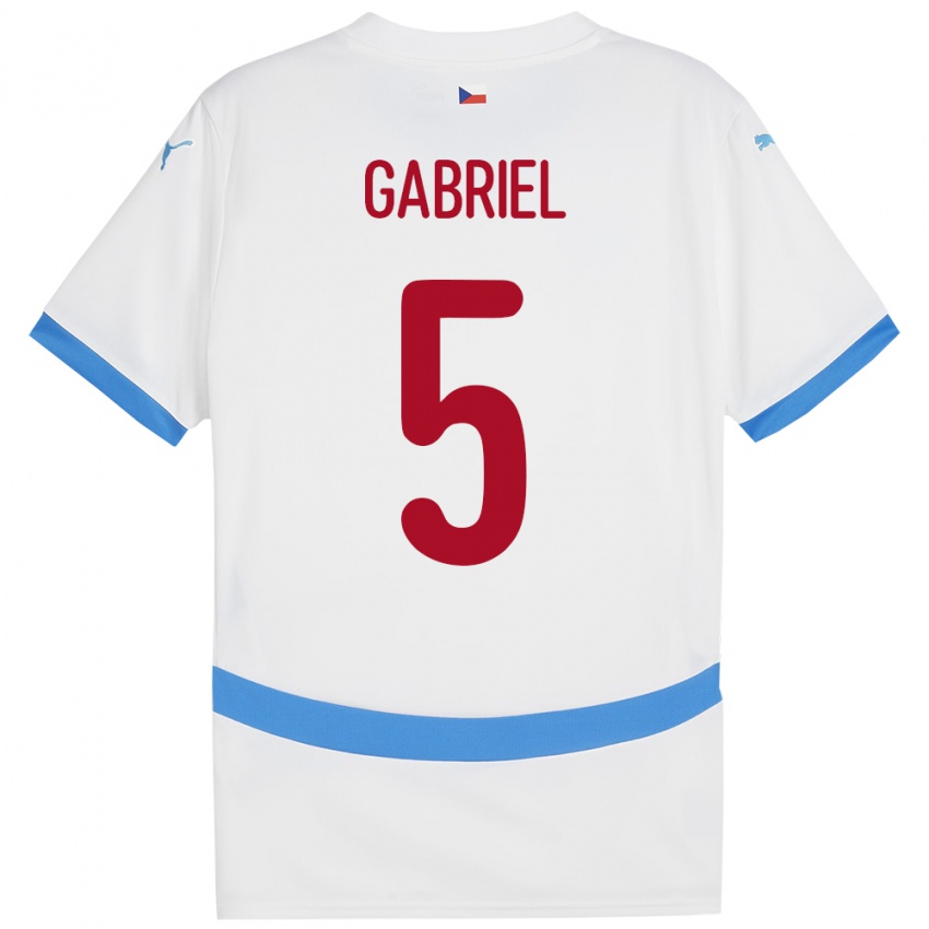 Niño Camiseta Chequia Adam Gabriel #5 Blanco 2ª Equipación 24-26 La Camisa