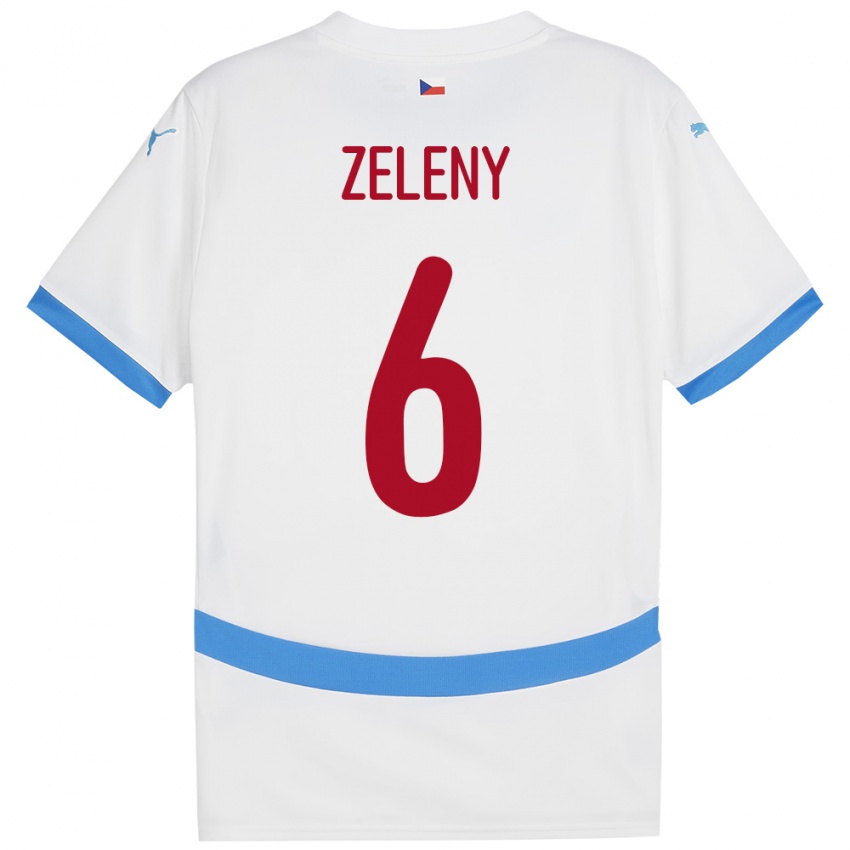 Niño Camiseta Chequia Jaroslav Zelený #6 Blanco 2ª Equipación 24-26 La Camisa