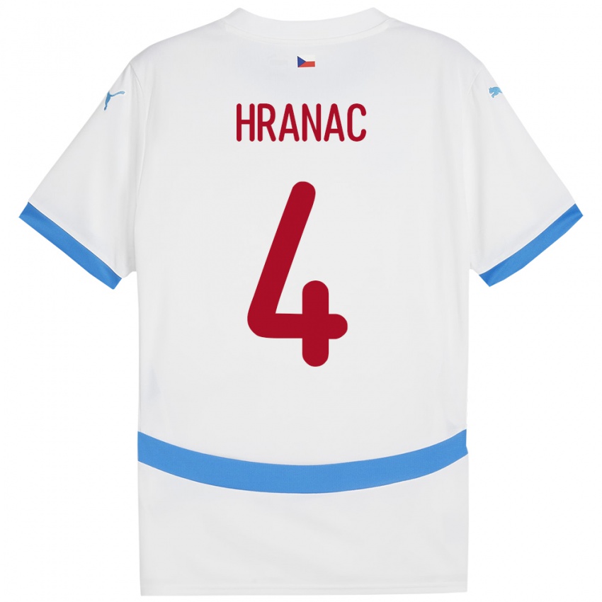 Niño Camiseta Chequia Robin Hranac #4 Blanco 2ª Equipación 24-26 La Camisa