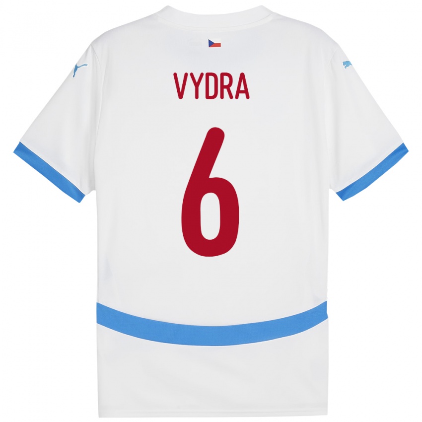 Niño Camiseta Chequia Patrik Vydra #6 Blanco 2ª Equipación 24-26 La Camisa