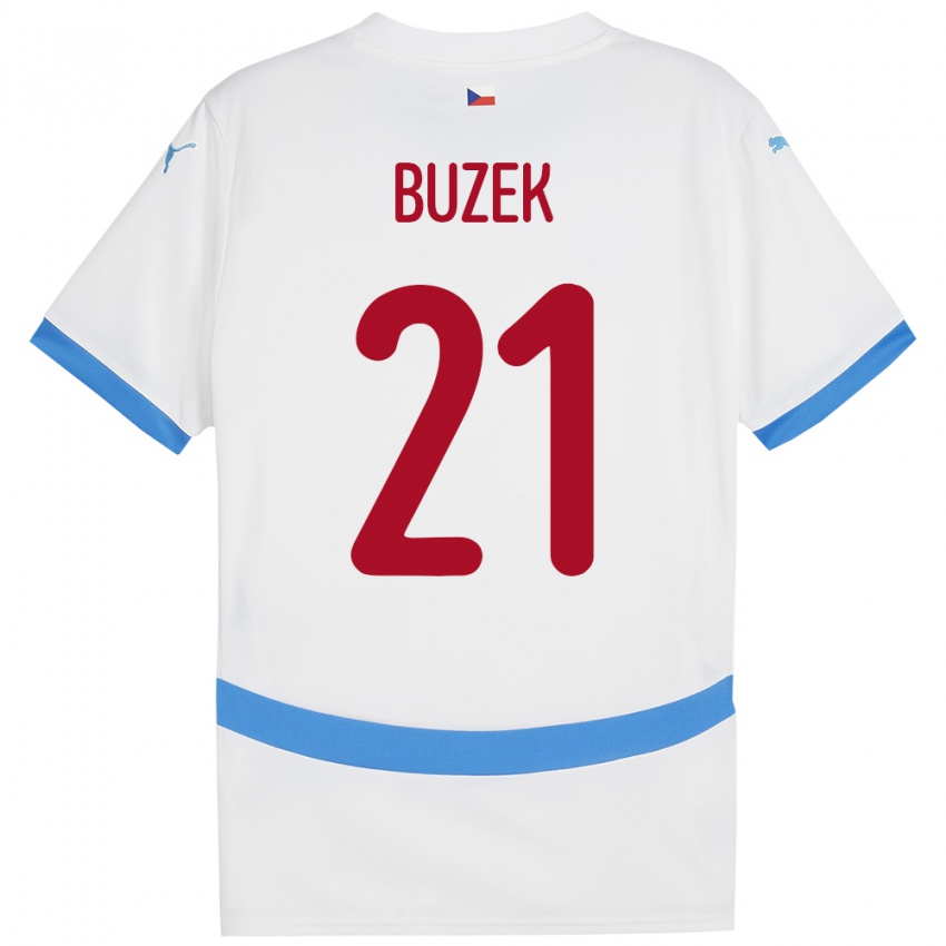 Niño Camiseta Chequia Alexandr Buzek #21 Blanco 2ª Equipación 24-26 La Camisa