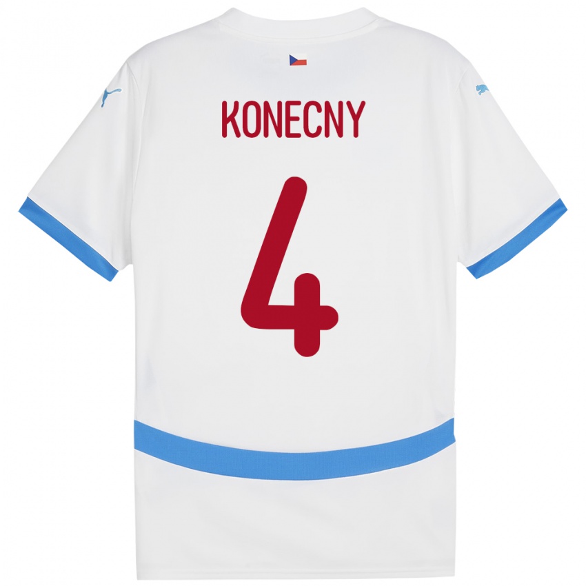 Niño Camiseta Chequia Mikulas Konecny #4 Blanco 2ª Equipación 24-26 La Camisa