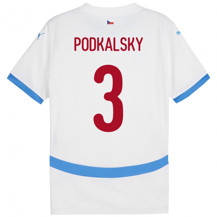 Niño Camiseta Chequia Jakub Podkalsky #3 Blanco 2ª Equipación 24-26 La Camisa