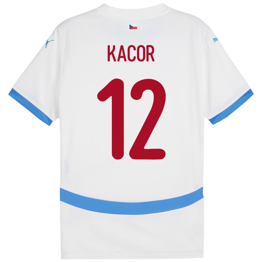 Niño Camiseta Chequia Pavel Kacor #12 Blanco 2ª Equipación 24-26 La Camisa