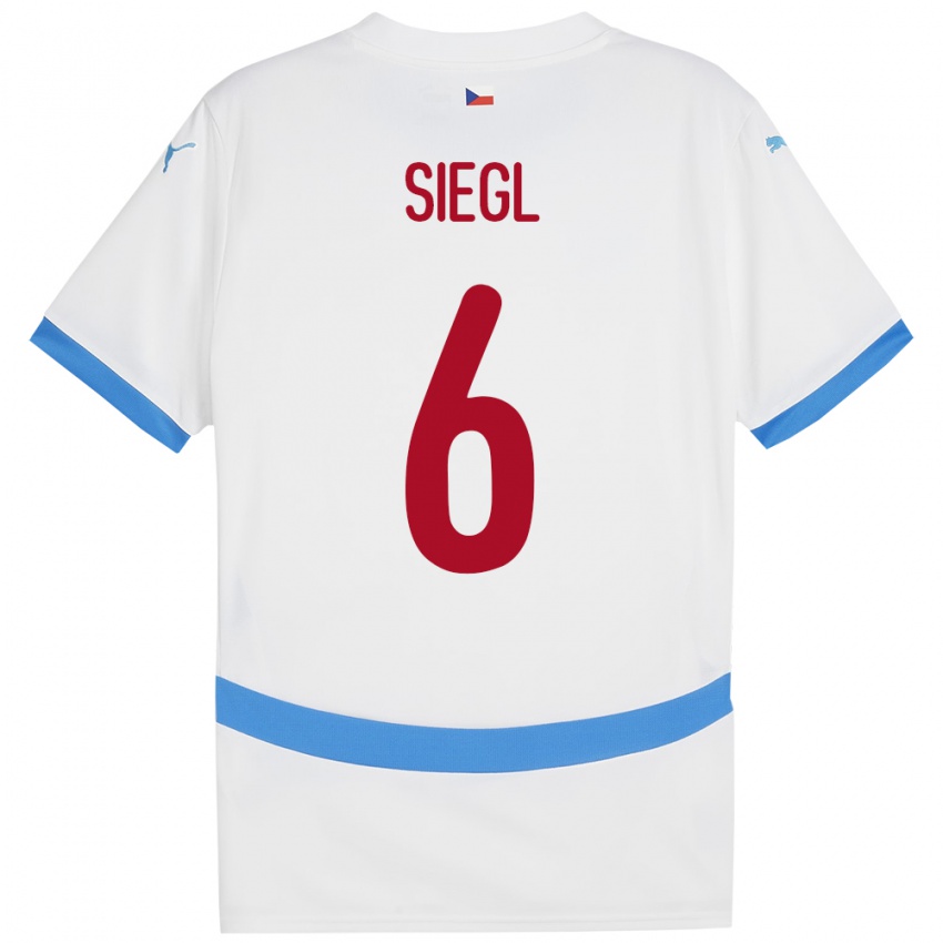 Niño Camiseta Chequia Patrik Siegl #6 Blanco 2ª Equipación 24-26 La Camisa