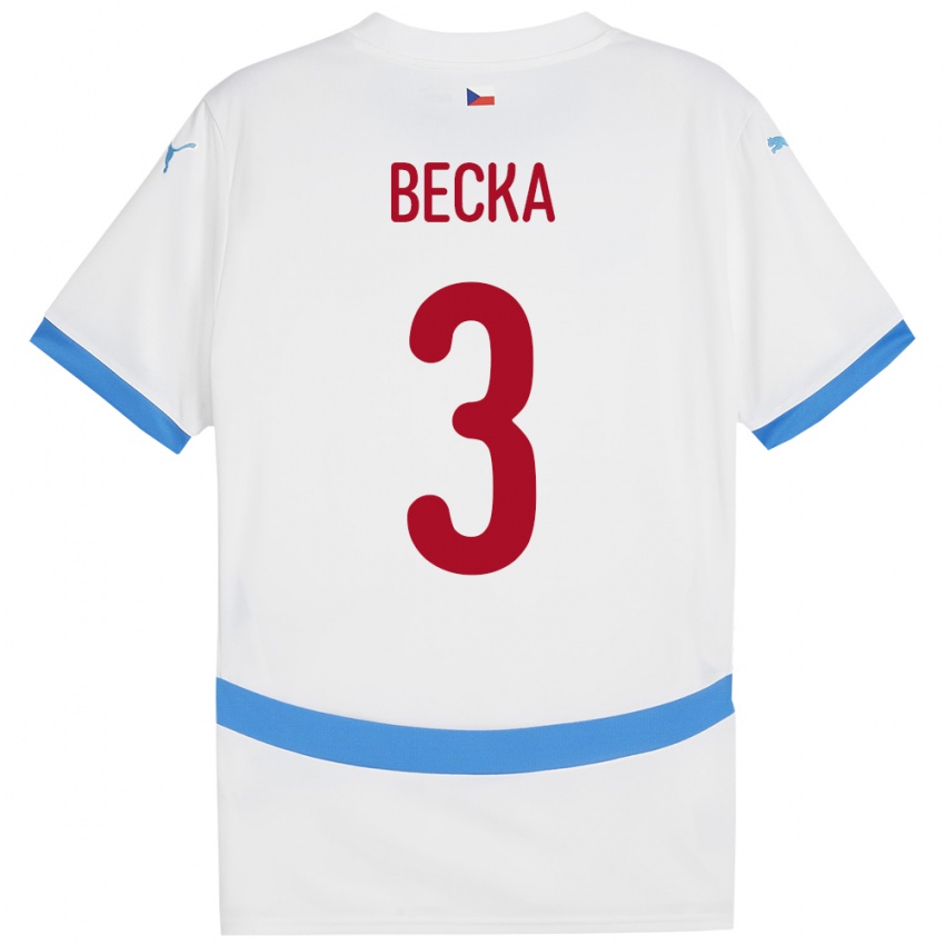 Niño Camiseta Chequia Patrik Becka #3 Blanco 2ª Equipación 24-26 La Camisa