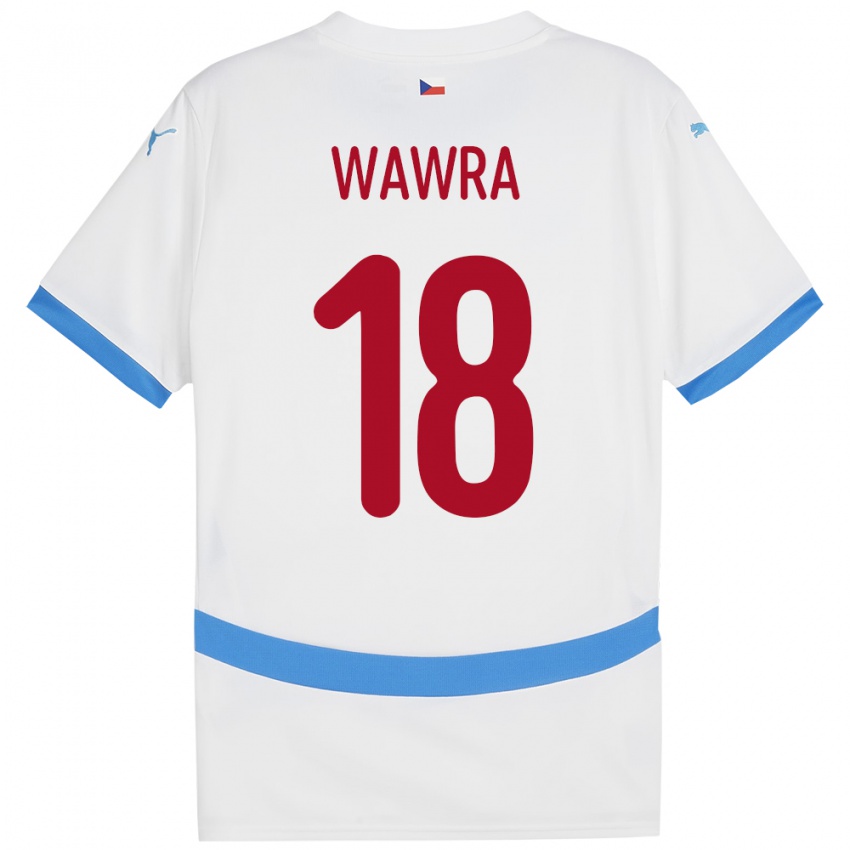 Niño Camiseta Chequia Ondrej Wawra #18 Blanco 2ª Equipación 24-26 La Camisa