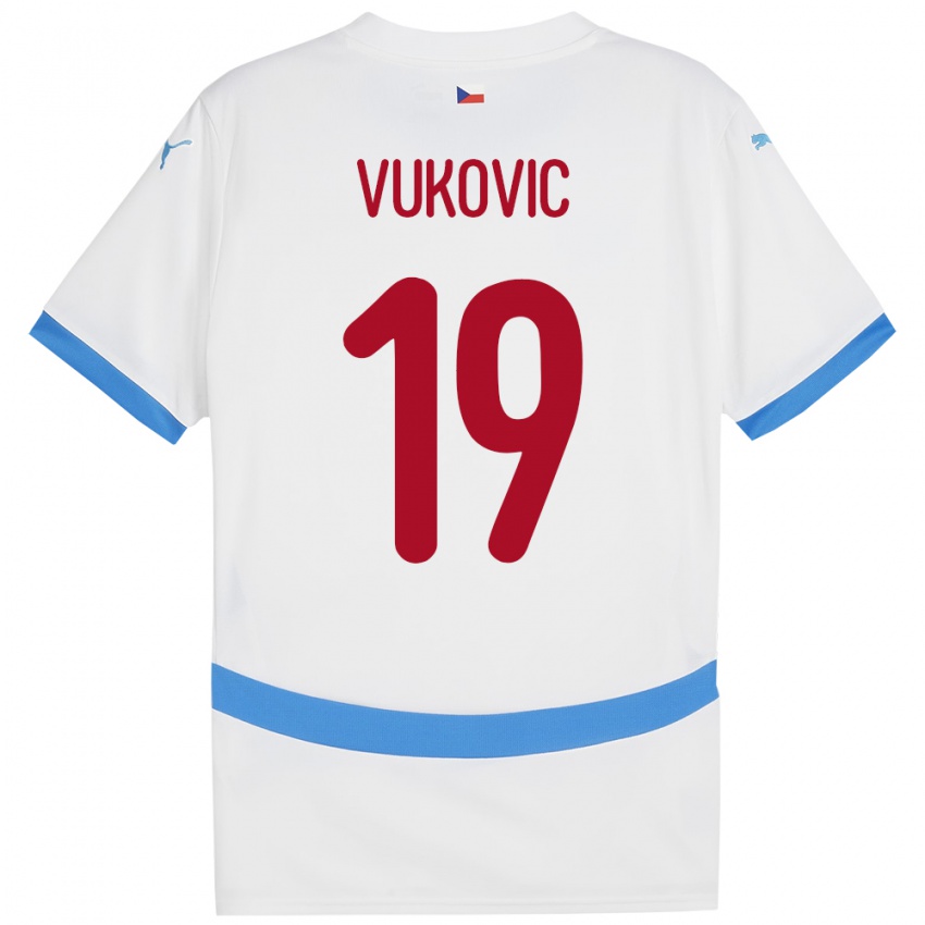 Niño Camiseta Chequia Kristian Vukovic #19 Blanco 2ª Equipación 24-26 La Camisa