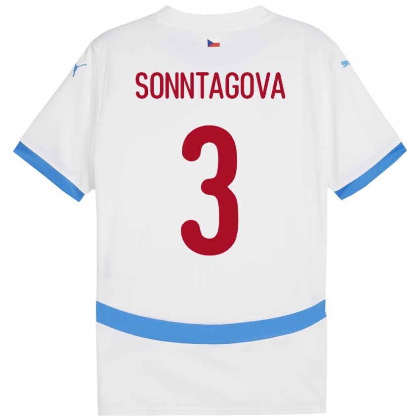 Niño Camiseta Chequia Eliška Sonntagová #3 Blanco 2ª Equipación 24-26 La Camisa