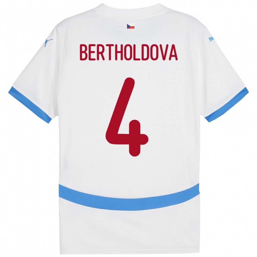 Niño Camiseta Chequia Petra Bertholdová #4 Blanco 2ª Equipación 24-26 La Camisa