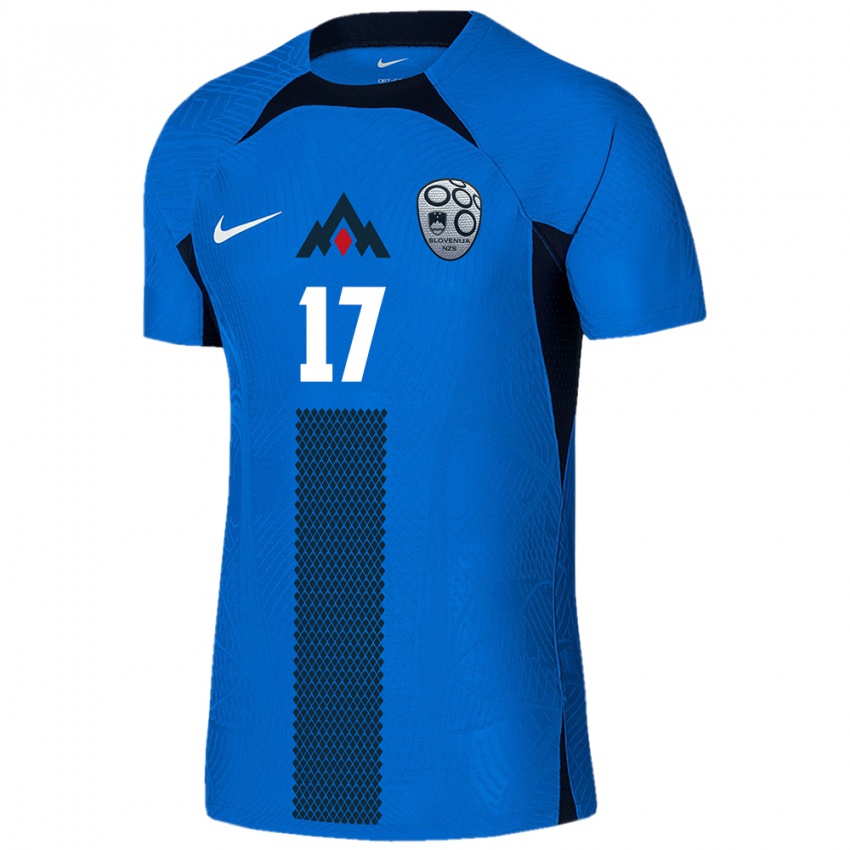 Niño Camiseta Eslovenia Izabela Križaj #17 Azul 2ª Equipación 24-26 La Camisa