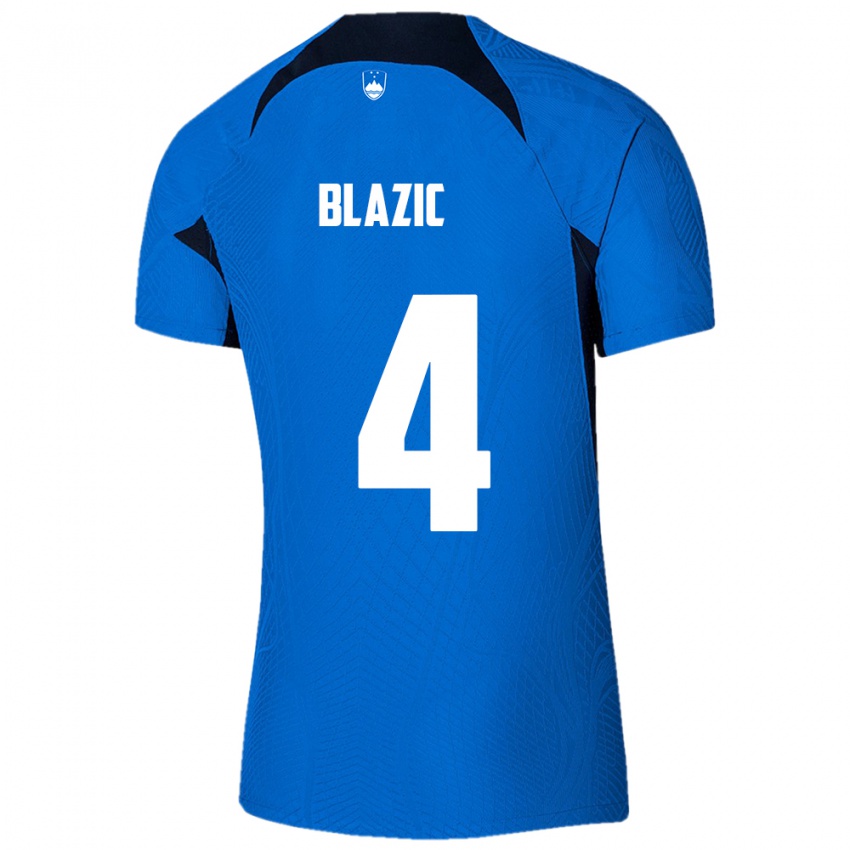 Niño Camiseta Eslovenia Miha Blazic #4 Azul 2ª Equipación 24-26 La Camisa