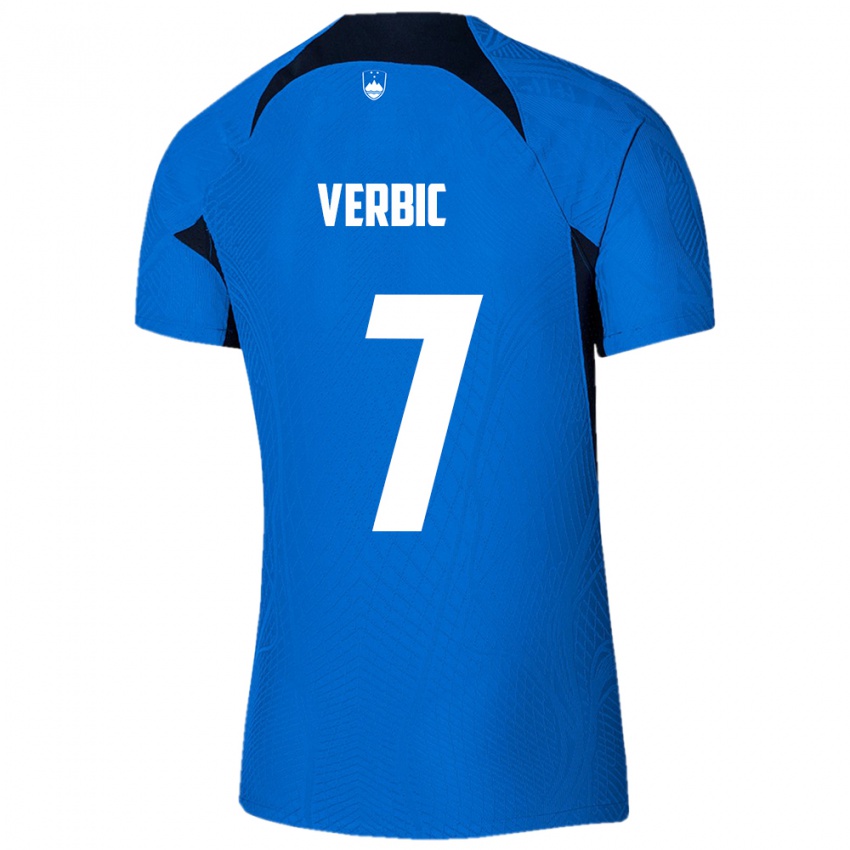 Niño Camiseta Eslovenia Benjamin Verbic #7 Azul 2ª Equipación 24-26 La Camisa