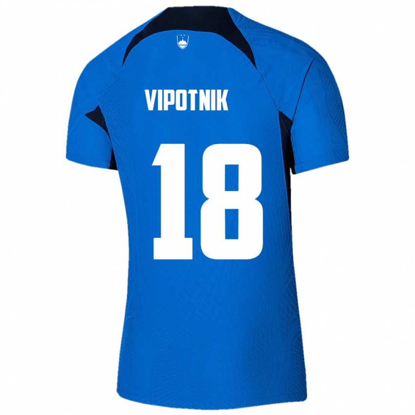 Niño Camiseta Eslovenia Zan Vipotnik #18 Azul 2ª Equipación 24-26 La Camisa