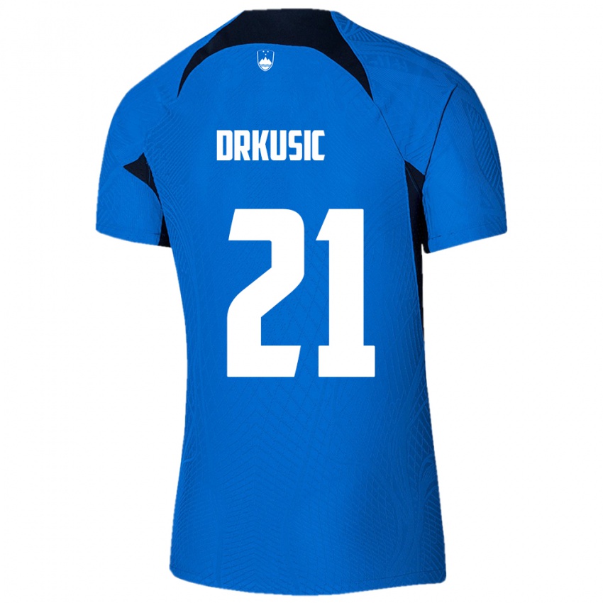 Niño Camiseta Eslovenia Vanja Drkusic #21 Azul 2ª Equipación 24-26 La Camisa