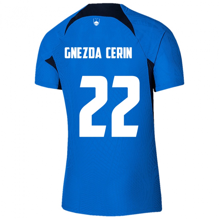 Niño Camiseta Eslovenia Adam Gnezda Cerin #22 Azul 2ª Equipación 24-26 La Camisa