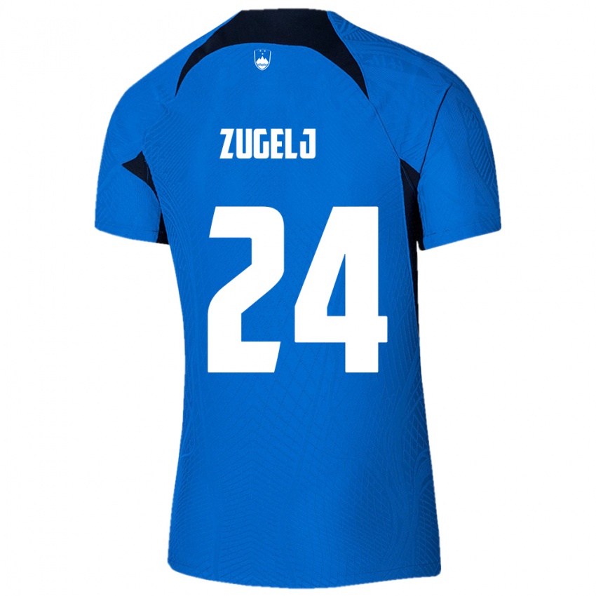 Niño Camiseta Eslovenia Nino Zugelj #24 Azul 2ª Equipación 24-26 La Camisa