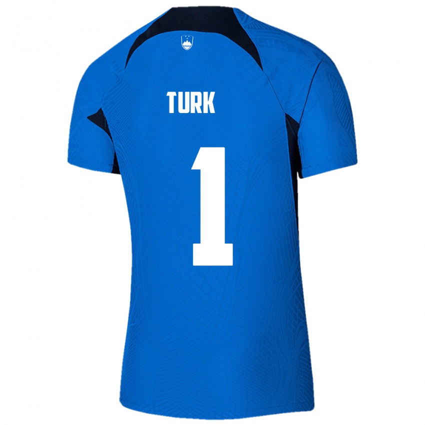 Niño Camiseta Eslovenia Martin Turk #1 Azul 2ª Equipación 24-26 La Camisa