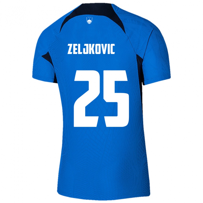 Niño Camiseta Eslovenia Adrian Zeljkovic #25 Azul 2ª Equipación 24-26 La Camisa