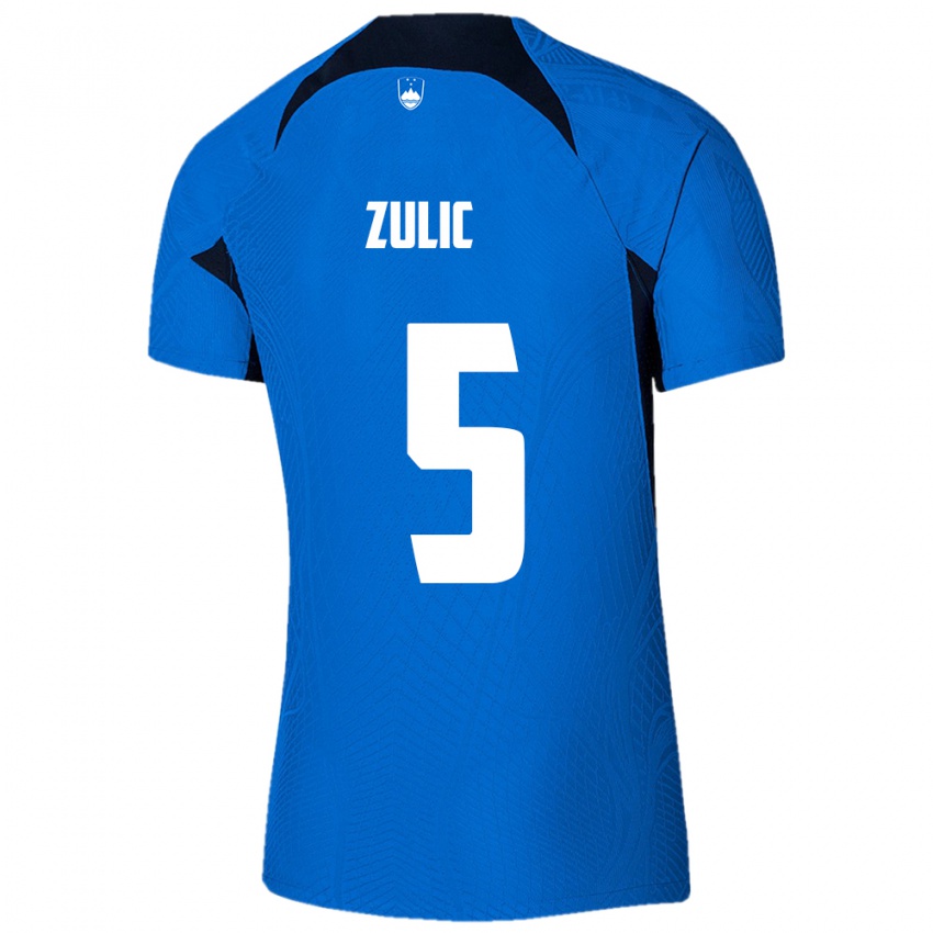 Niño Camiseta Eslovenia Anel Zulic #5 Azul 2ª Equipación 24-26 La Camisa