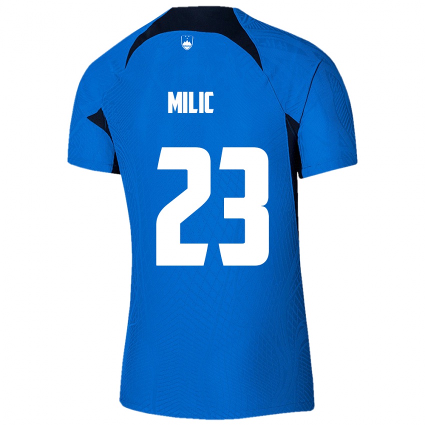 Niño Camiseta Eslovenia Nino Milic #23 Azul 2ª Equipación 24-26 La Camisa