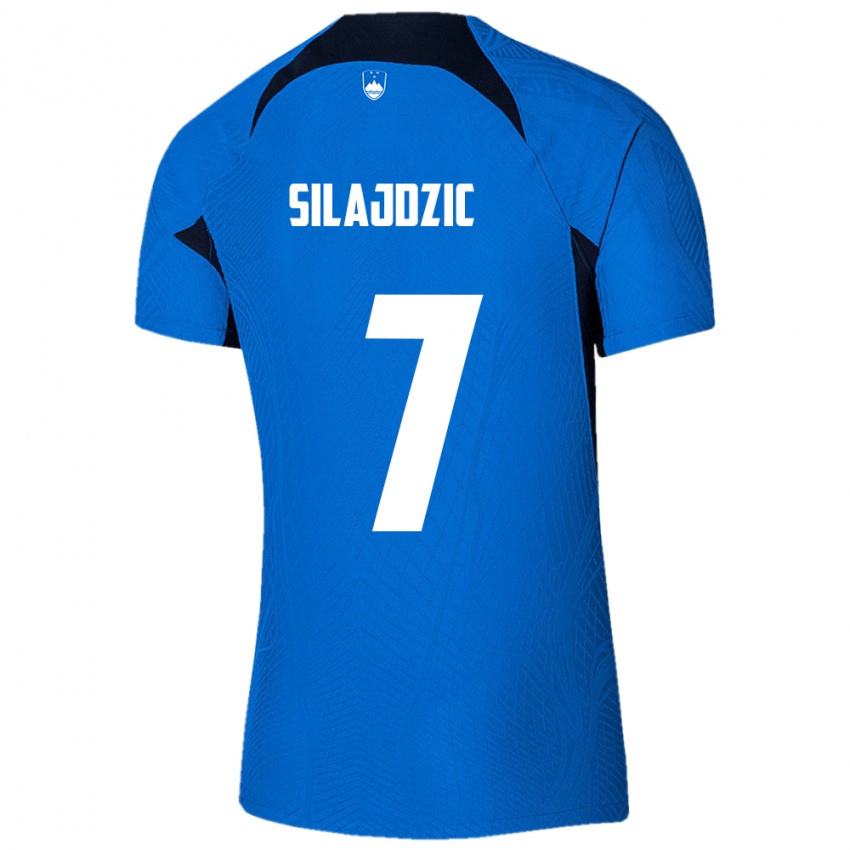 Niño Camiseta Eslovenia Riad Silajdzic #7 Azul 2ª Equipación 24-26 La Camisa