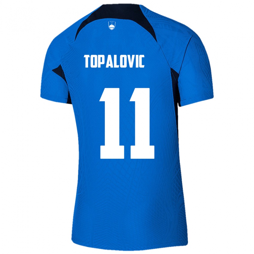 Niño Camiseta Eslovenia Luka Topalovic #11 Azul 2ª Equipación 24-26 La Camisa