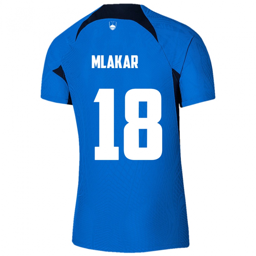 Niño Camiseta Eslovenia Luka Mlakar #18 Azul 2ª Equipación 24-26 La Camisa